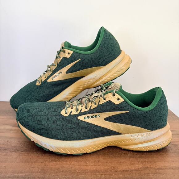 Brooks Launch 7 Run Lucky Women's 11 Green Gold Running Shoes Athletic Gym - Picture 1 of 9
